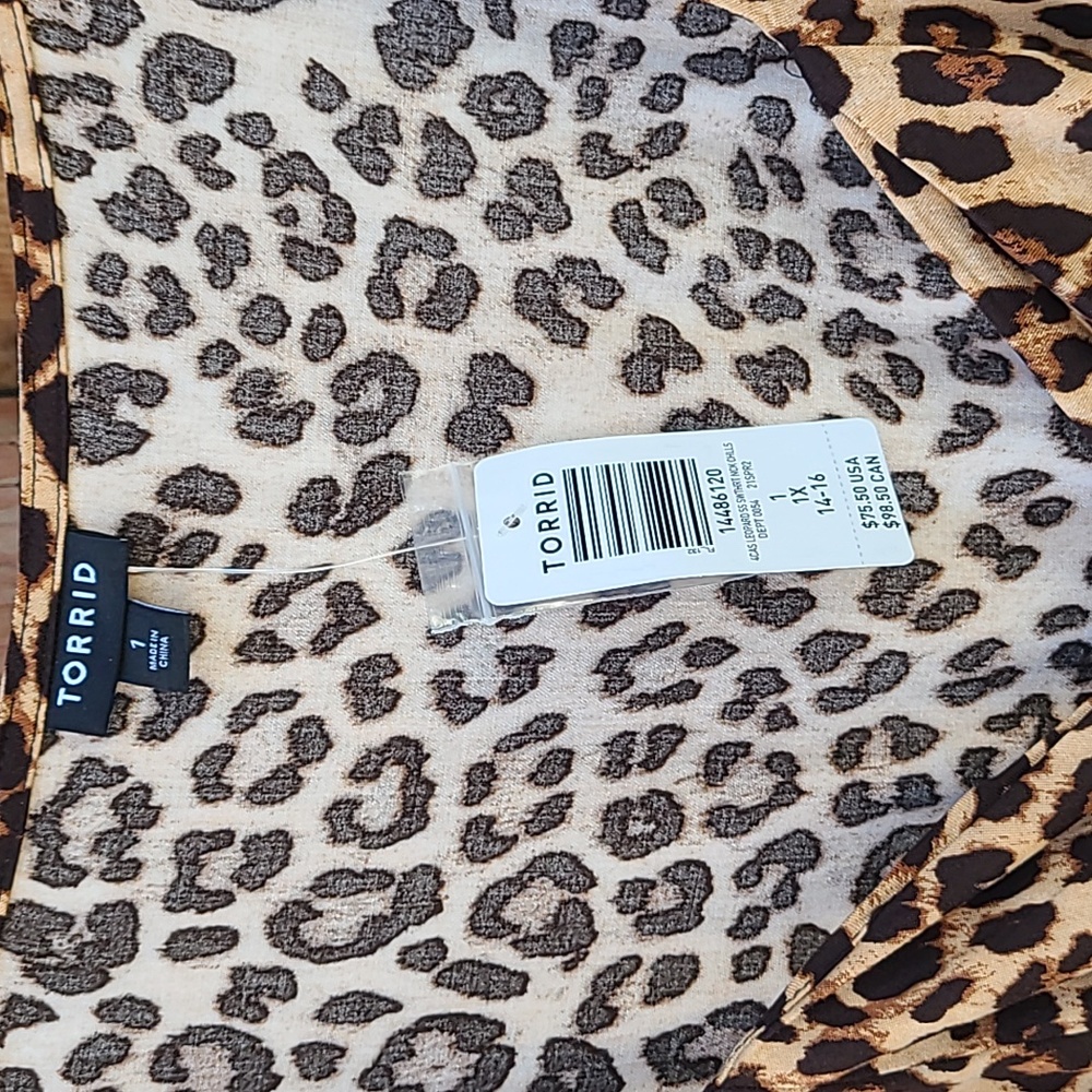 NWT Torrid Leopard Stretch Challis Skater Midi Dress Size 1x 14/16 - Picture 8 of 16
